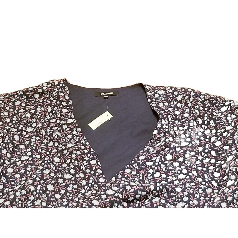Madewell Dress Women's Size XL Blue Floral Tie-Waist Midi Harvest Vine NWT MB212 - Picture 3 of 7